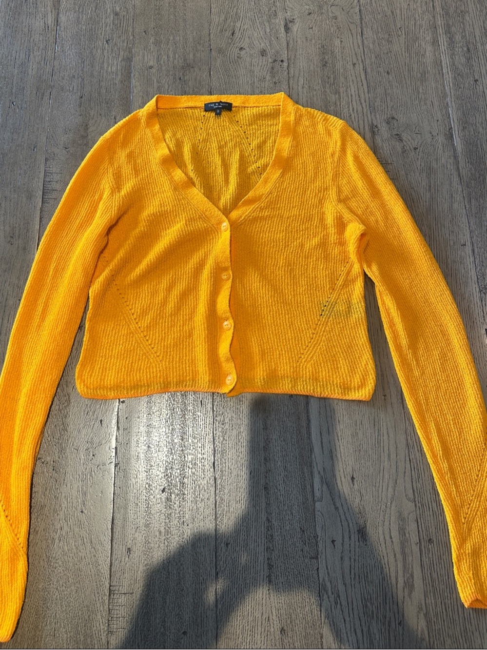 rag & bone Tangerine Cropped V-Neck Cardigan